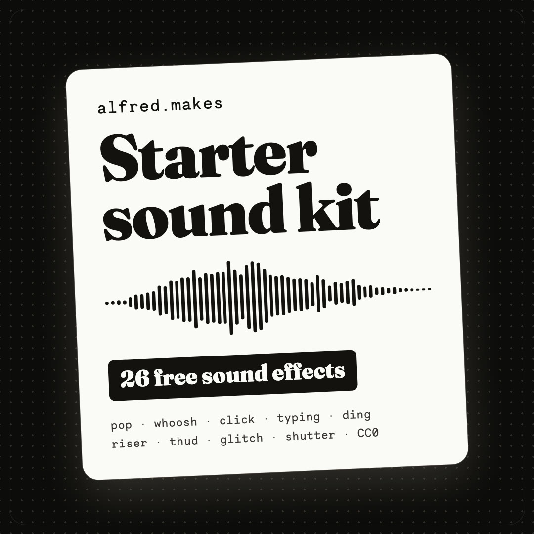 alfred.makes starter sound kit: 26 free sound effects